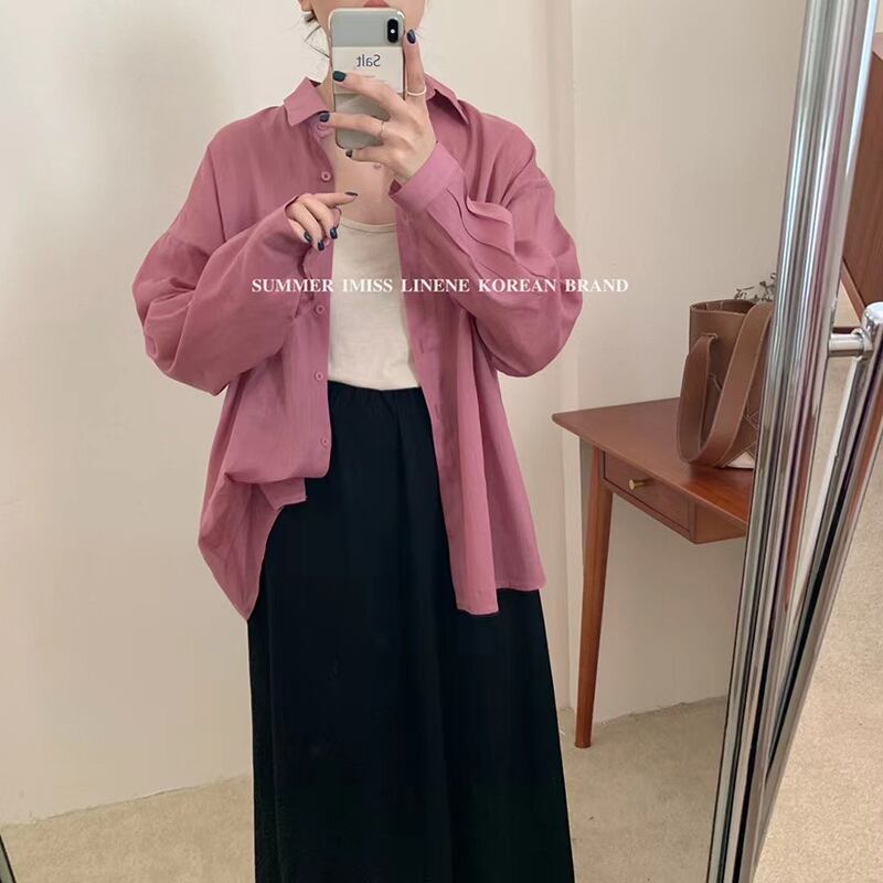 シャツ サマーカジュアル薄手ルーズジャケット ロング 夏物 ビッグFスモールZ韓国14372915325