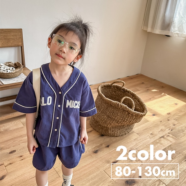 《取寄》 ユニフォーム風セットアップ （全２色） ADBB 韓国子供服 上下セット