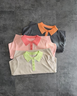 【新作アイテム送料無料】linen-touch knit polo shirt