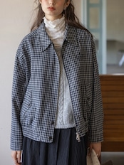 Grisaille Emblem Check Zip Jacket F0852