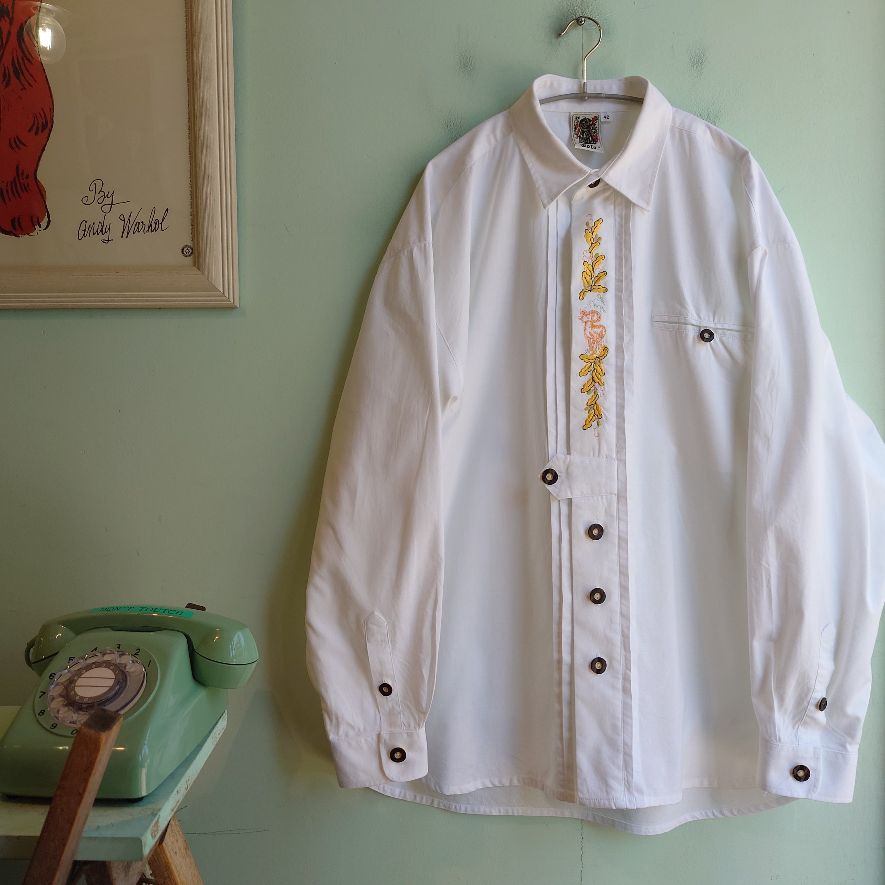 aumiihle 90-00s vintage チロルシャツ チロリアンシャツ ユーロ系 白 aumiihle 90-00s vintage チロルシャツ チロリアンシャツ ユーロ系 白