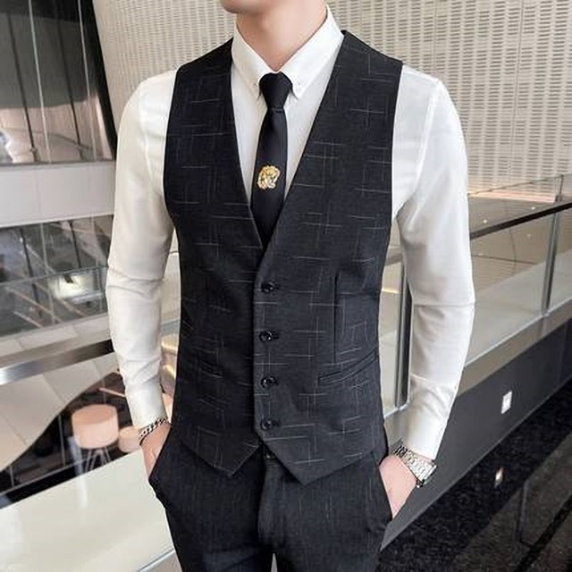 シングルブレスト　ランダムチェックジレ　2カラー　LB0371