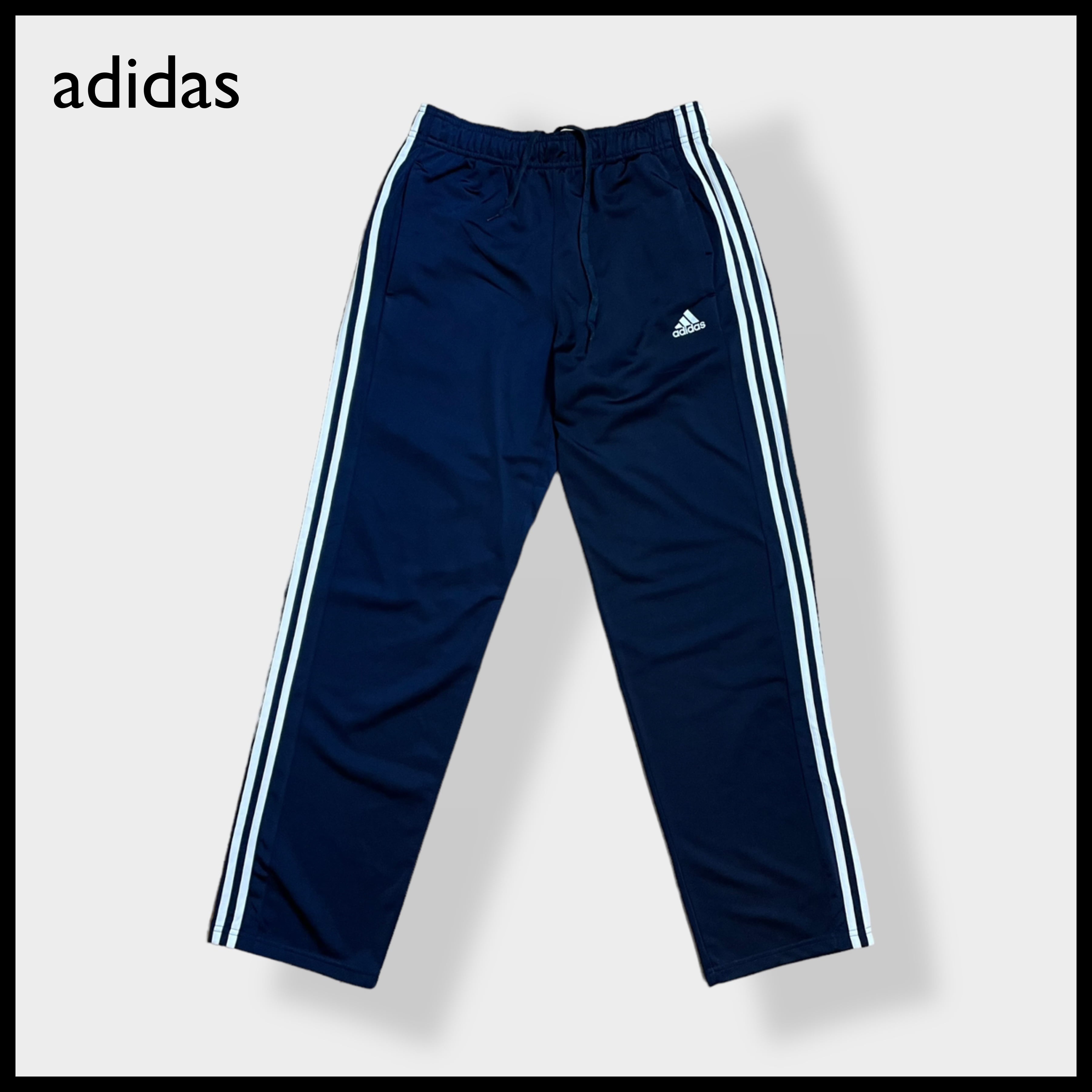 【adidas】トラックパンツ TRACK PANTS ジャージパンツ ジャージ下 パフォーマンスロゴ プリント スリーストライプ アディダス  ネイビー US古着 | 古着屋手ぶらがbest powered by BASE