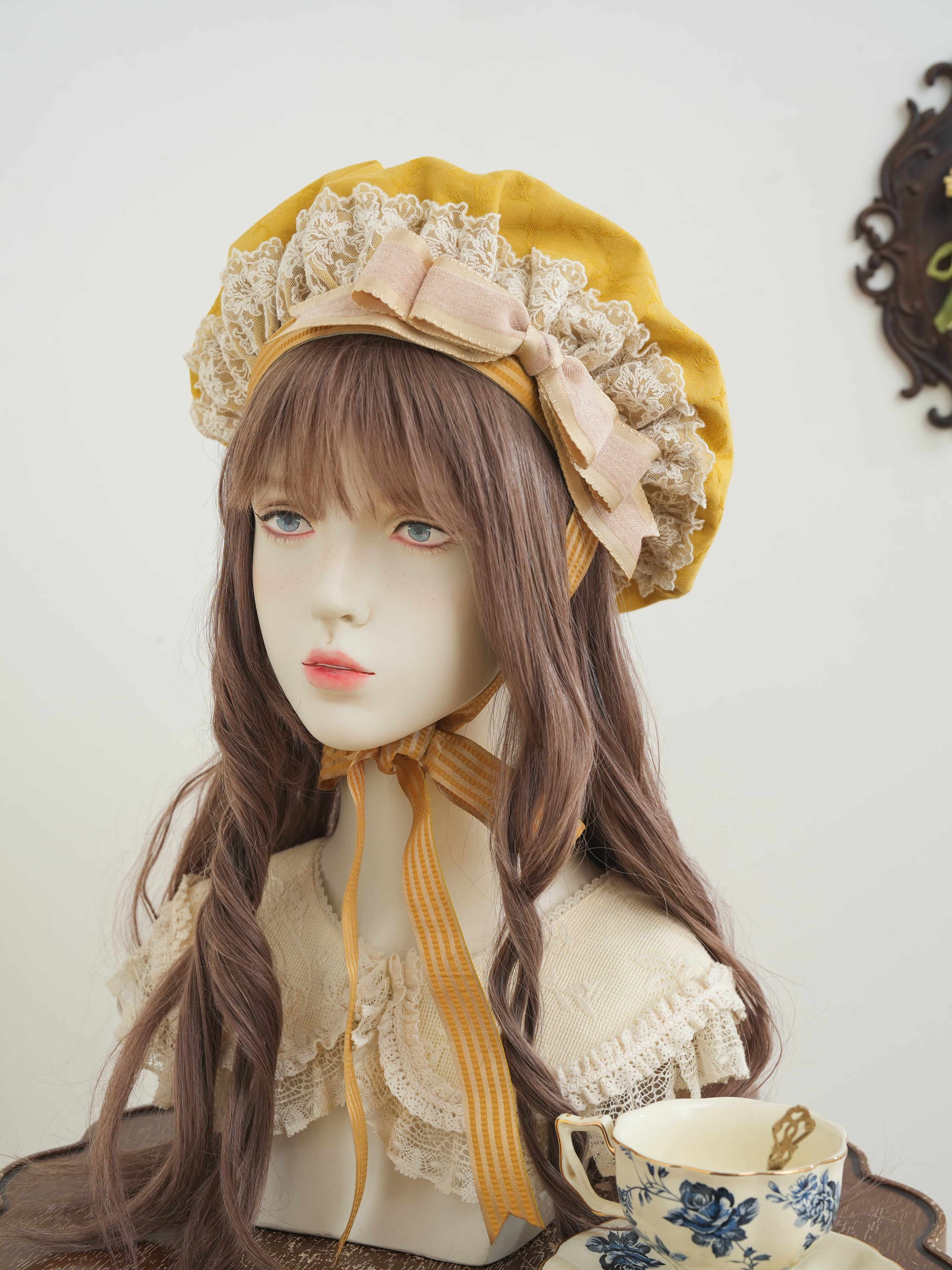 ジェーンマープル クリーム色♡ファーリボン帽子 リボンフロマージュ ブーケベレー帽 | HoshibakoWorks