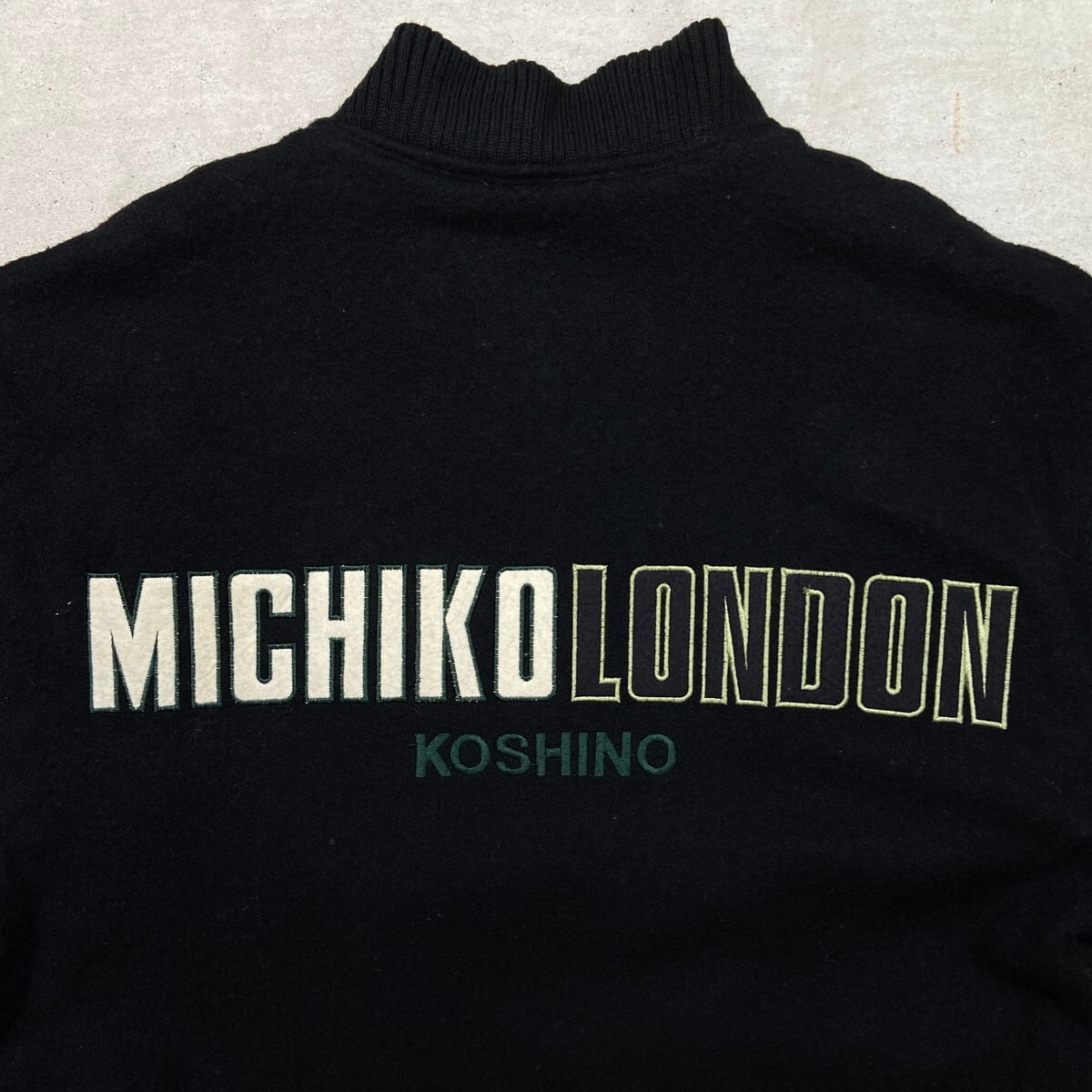 80年代 MICHIKO LONDON KOSHINO ミチコロンドン 袖革 ウールスタジャン