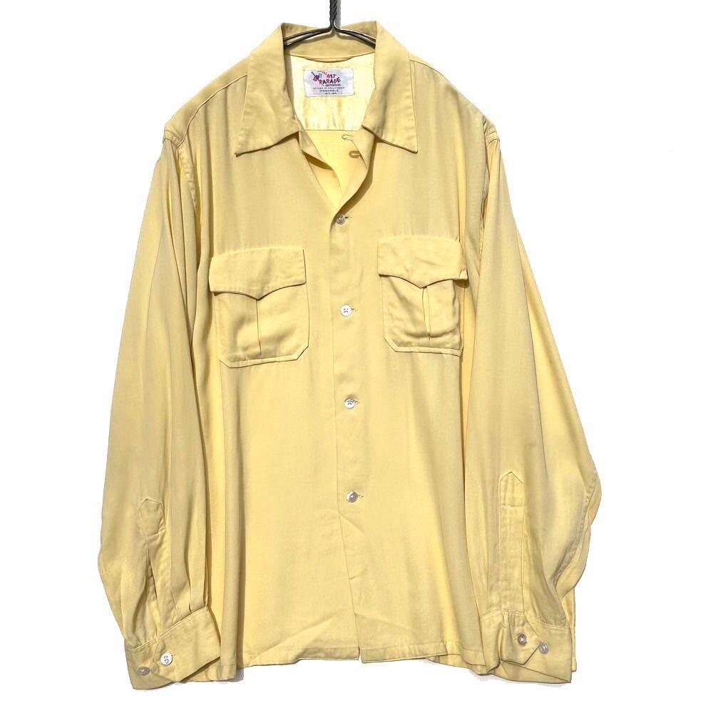 THE HIT PARADE] Vintage Rayon Gabardine Open Collar Shirt [1950s 