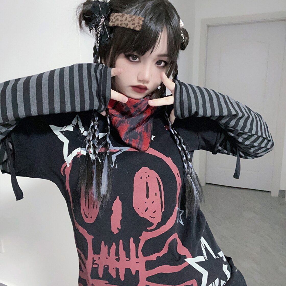 フェイク ツーピース スカル プリント柄 サブカル服｜天使と悪魔 | PAY ID