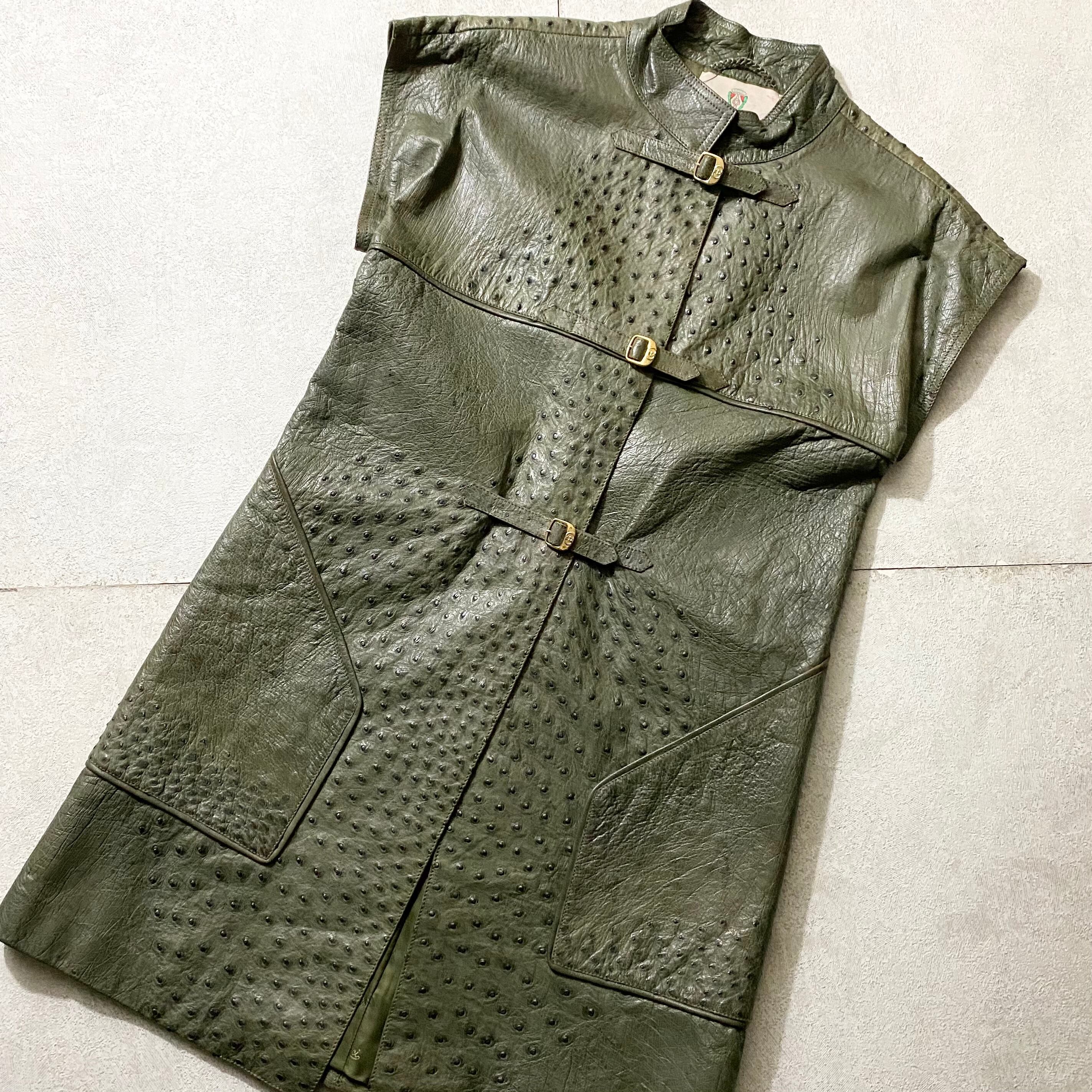 vintage GUCCI ostrich leather no-sleeves jacket | NOIR ONLINE