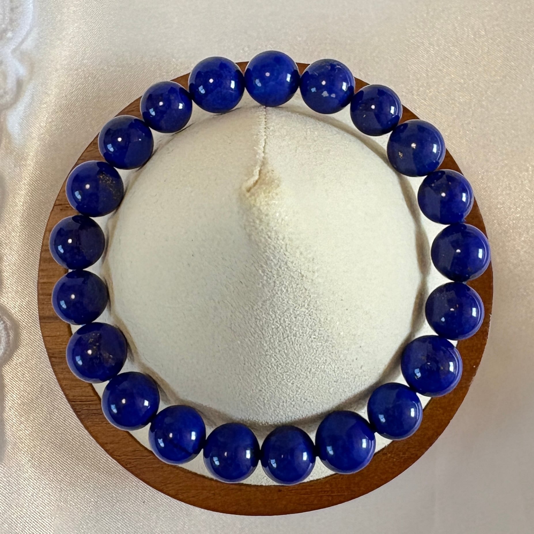✨特別品質✨ サリ・サンガ鉱山産ラピスラズリ 9.5㎜珠 鑑別書付き 天然石ブレスレット アフガニスタン産 無着色・無加工 一点もの(内周16.5cm)