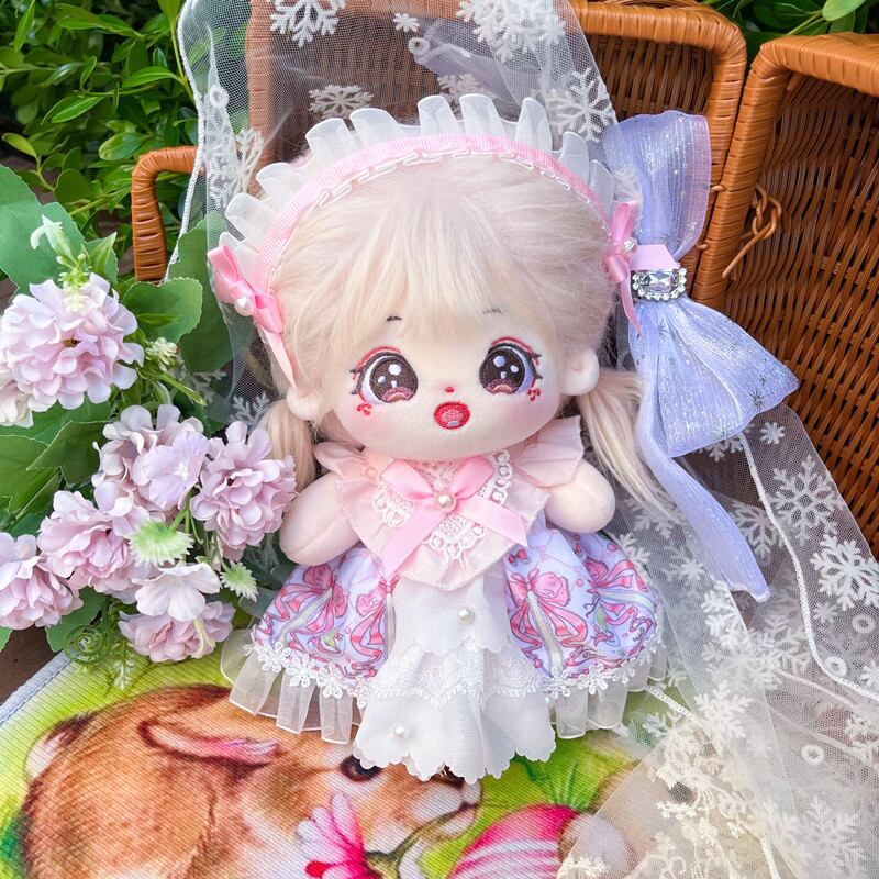 韓国ロリータ　dolls party お人形ワンピース 20cmぬいぐるみ用 ロリータ ワンピース+ヘアアクセサリー ぬい服 着せ