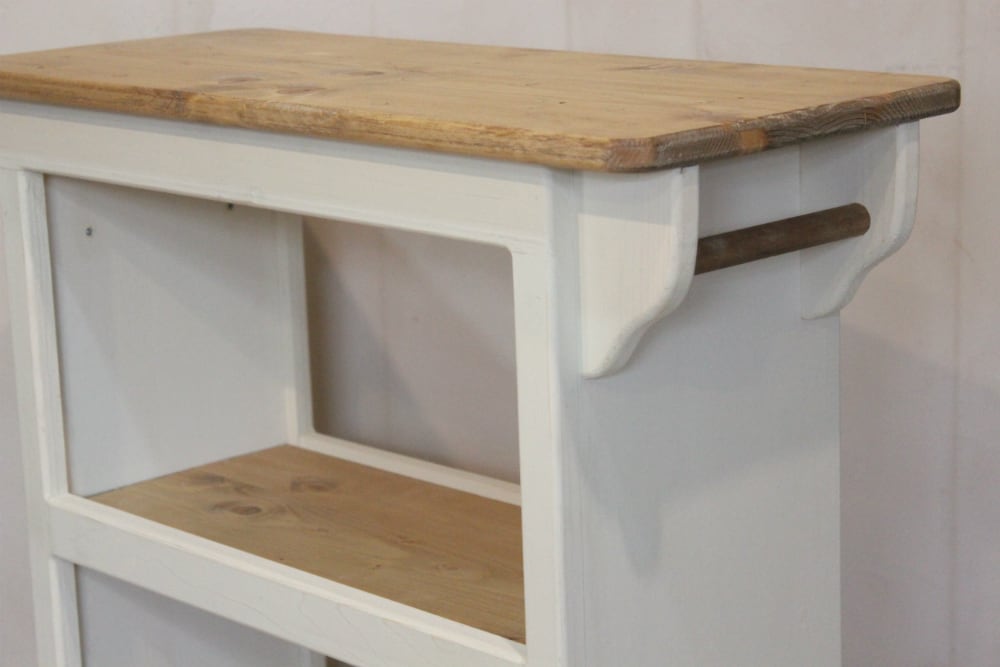ハンドメイドホワイトシャビーなキッチンワゴン