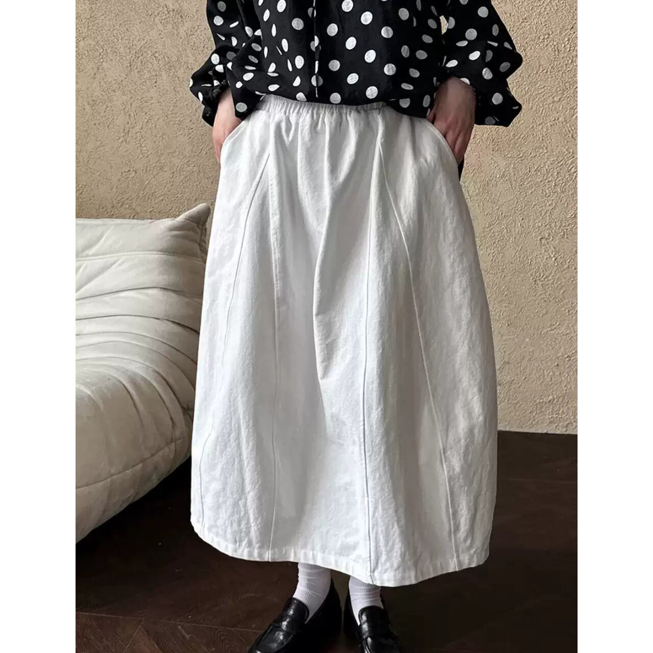 ドロストミディカーブスカート(3color) SK3201