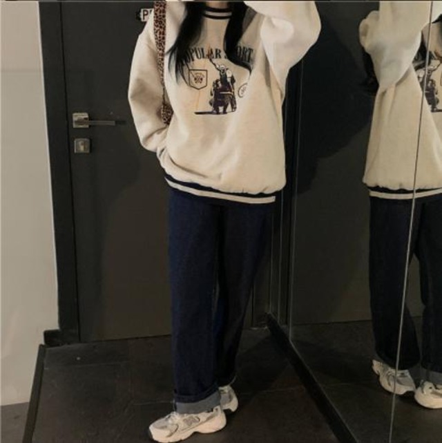 Yuzki 韓国ファッション シンプル カジュアル トップス トレーナー ストリート ストリート女子 レディースファッション 長袖 冬服 プチプラコーデ Yuzki Yuzki 韓国ファッション シンプル カジュアル トップス トレーナー ストリート ストリート女子 レディースファッション 長袖 冬服 プチプラコーデ Yuzki
