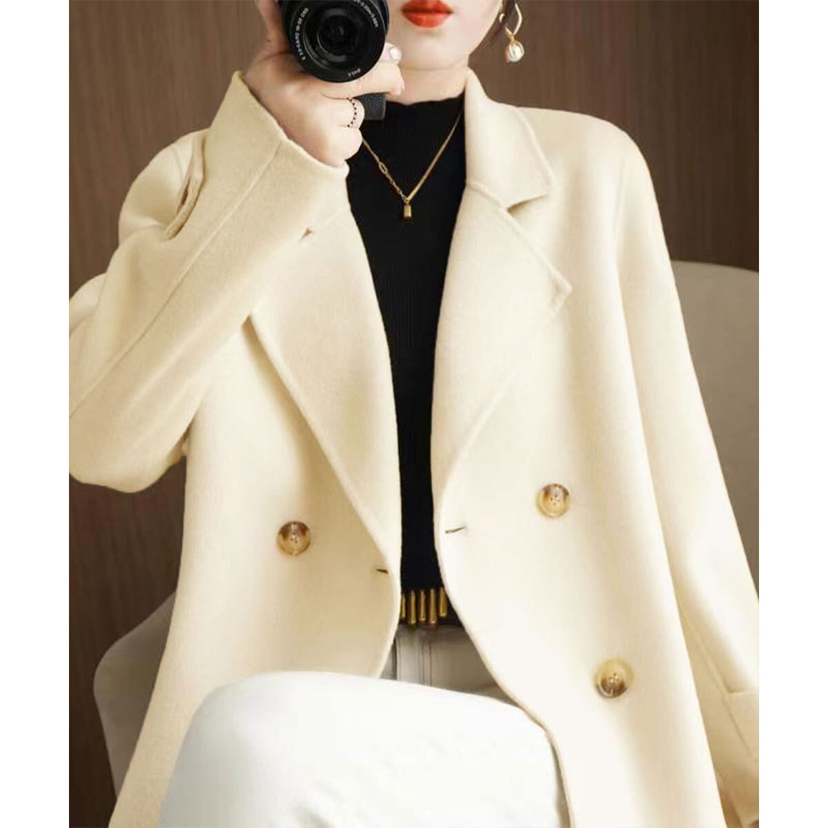 ウールタッチ テーラード ジャケット アウター レディース 秋冬 韓国 防寒 保温 微起毛 大人 きれいめ 通勤 ビジネス オフィス シンプル カジュアル ショート丈 上品 大人可愛い 大人女子