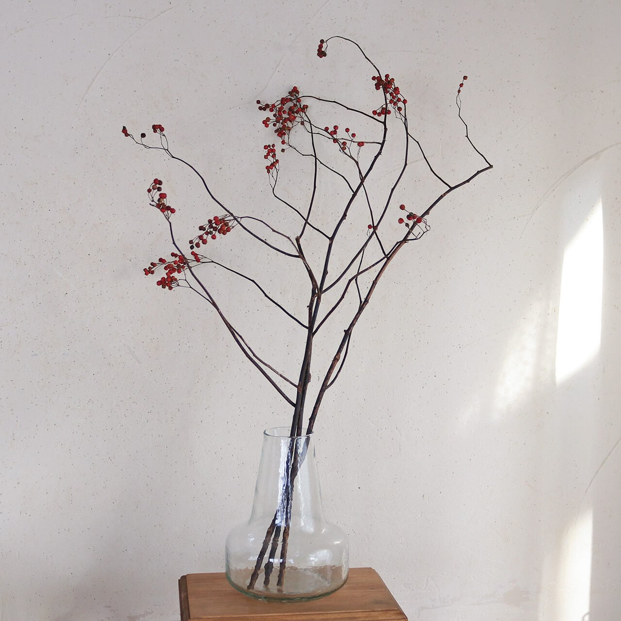 大枝 赤い実 長さ約60cm〜80cm】 野バラの実 ◇ドライフラワー 枝 長い