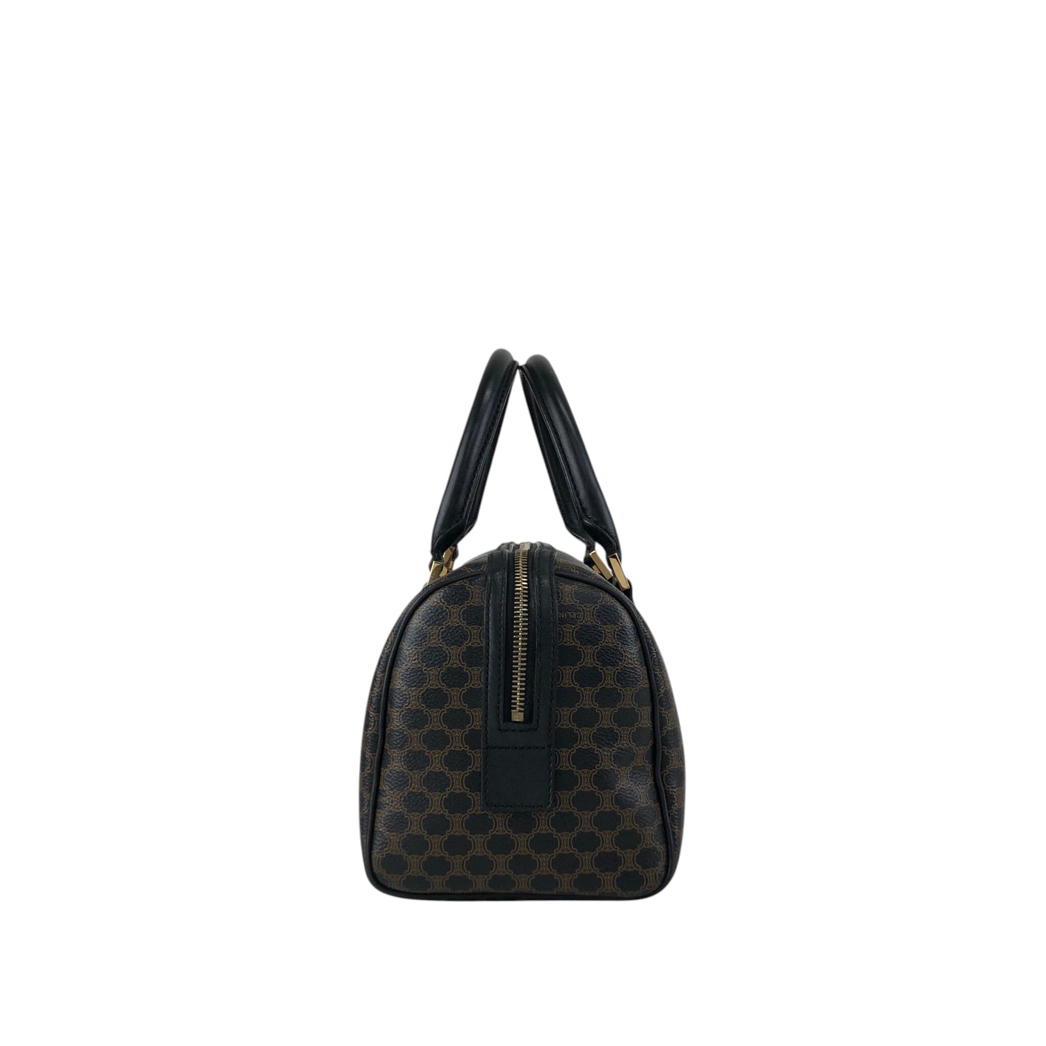 CELINE セリーヌ マカダム ハンドバッグ ブラック PVC レザー ミニ