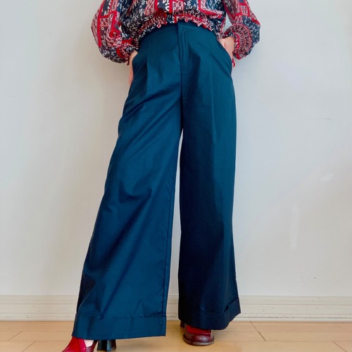 ソフトストレッチコットン美脚ネイビーワイドパンツFRANCE：REB-042 ¥23,800+tax