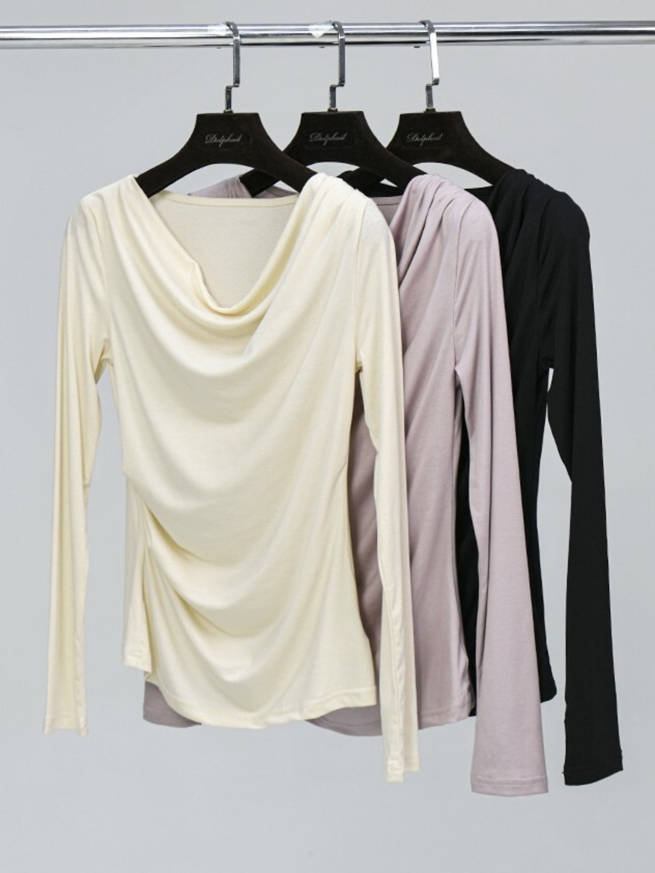 スリムフィット 長袖ニットトップス