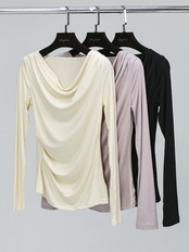 スリムフィット 長袖ニットトップス