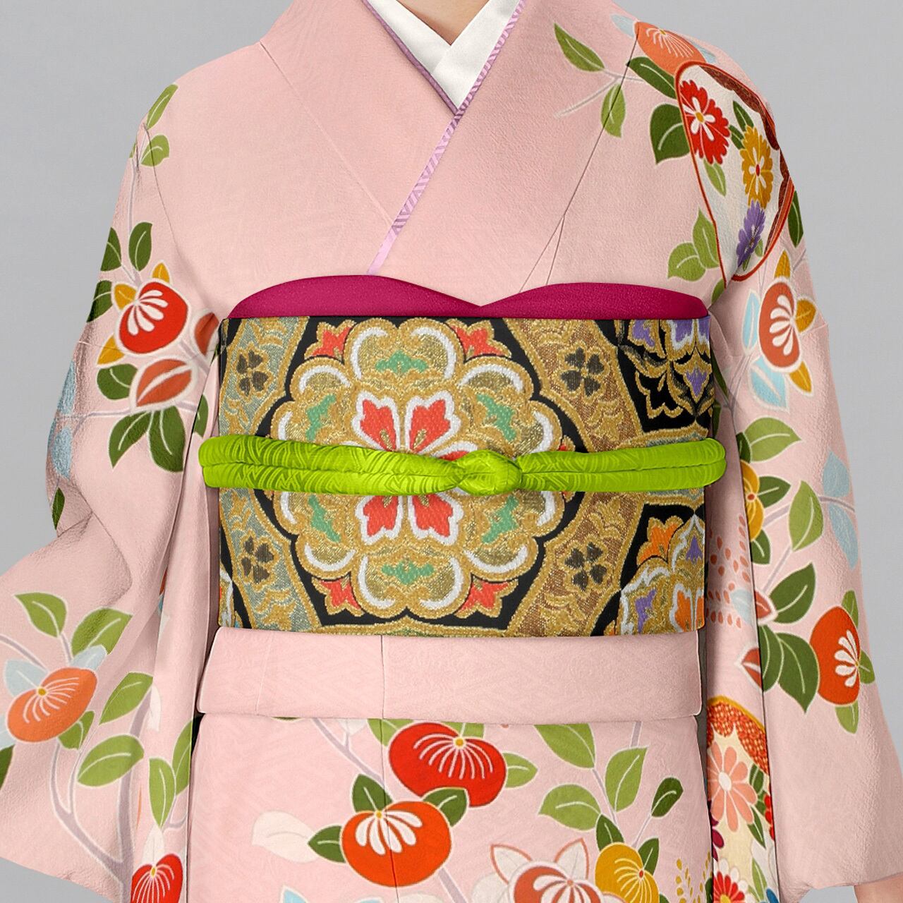 振袖用 袋帯 豊彩六稜文 (黒) | 川島織物 和装公式オンラインショップ