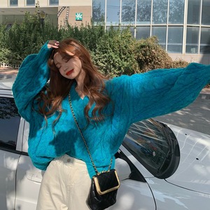【韓国通販 dgo】round neck pullover long sleeve sweater 3colors（A0737）
