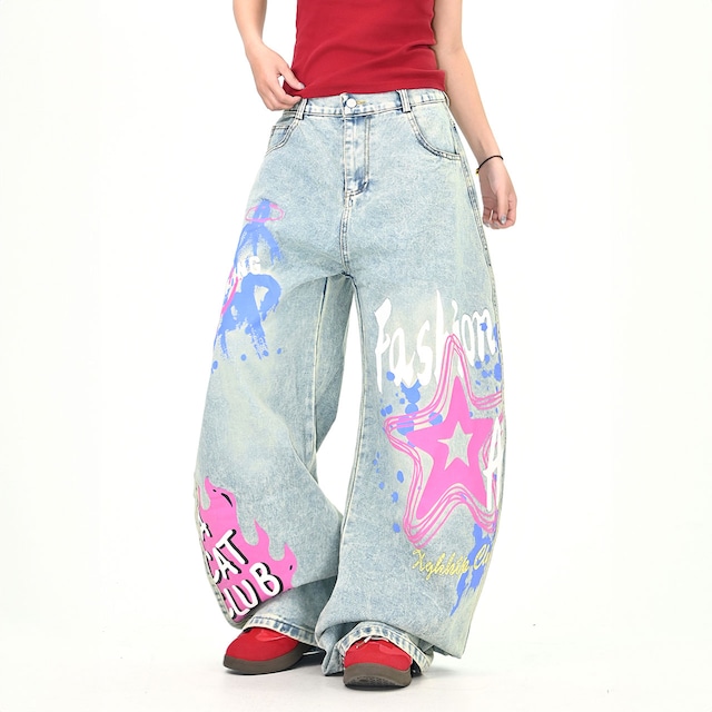 ポップカラーストリートデニムパンツ R01088