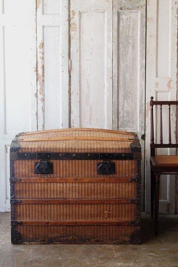 ストライプのトランク-antique steamer trunk | アンティーク