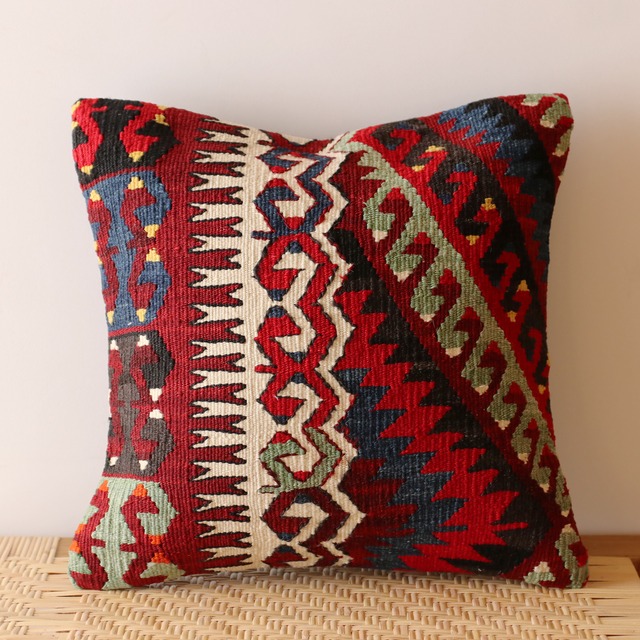【キリムクッション】オールドキリム／40cm×40cm／クッションカバー ／C-14722