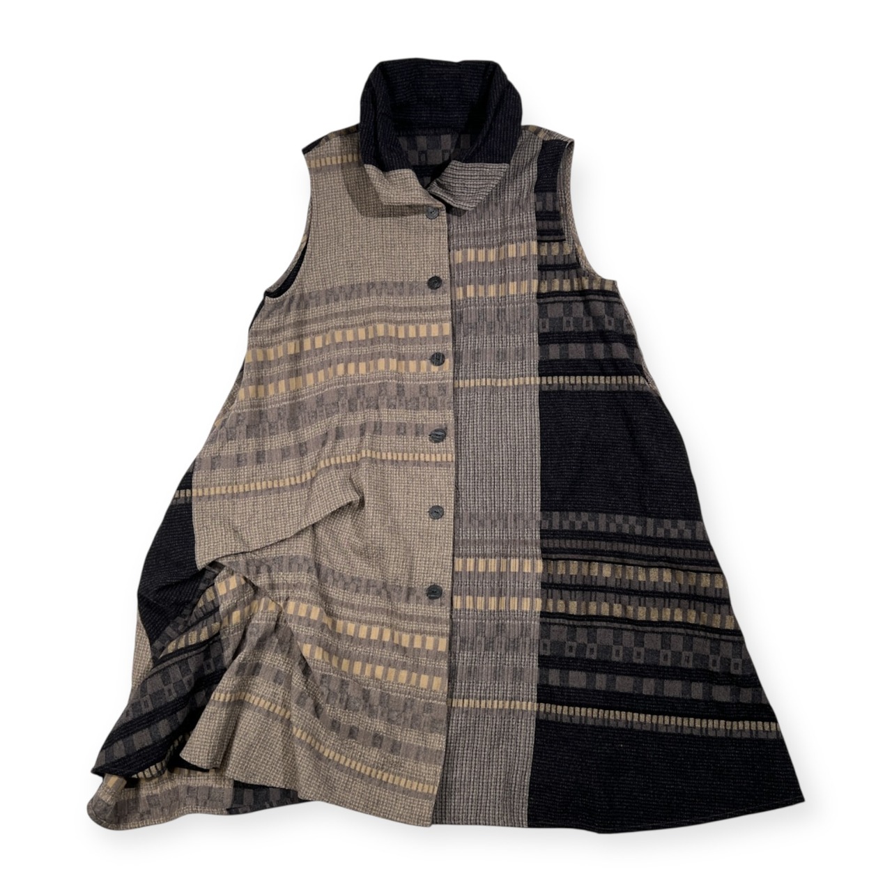 タグ付き 未使用品 慈雨 ジウ センソユニコ パッチワーク風 デザイン ノースリーブ ロング ベスト サイズ 40 /レディース/マツオインターナショナル