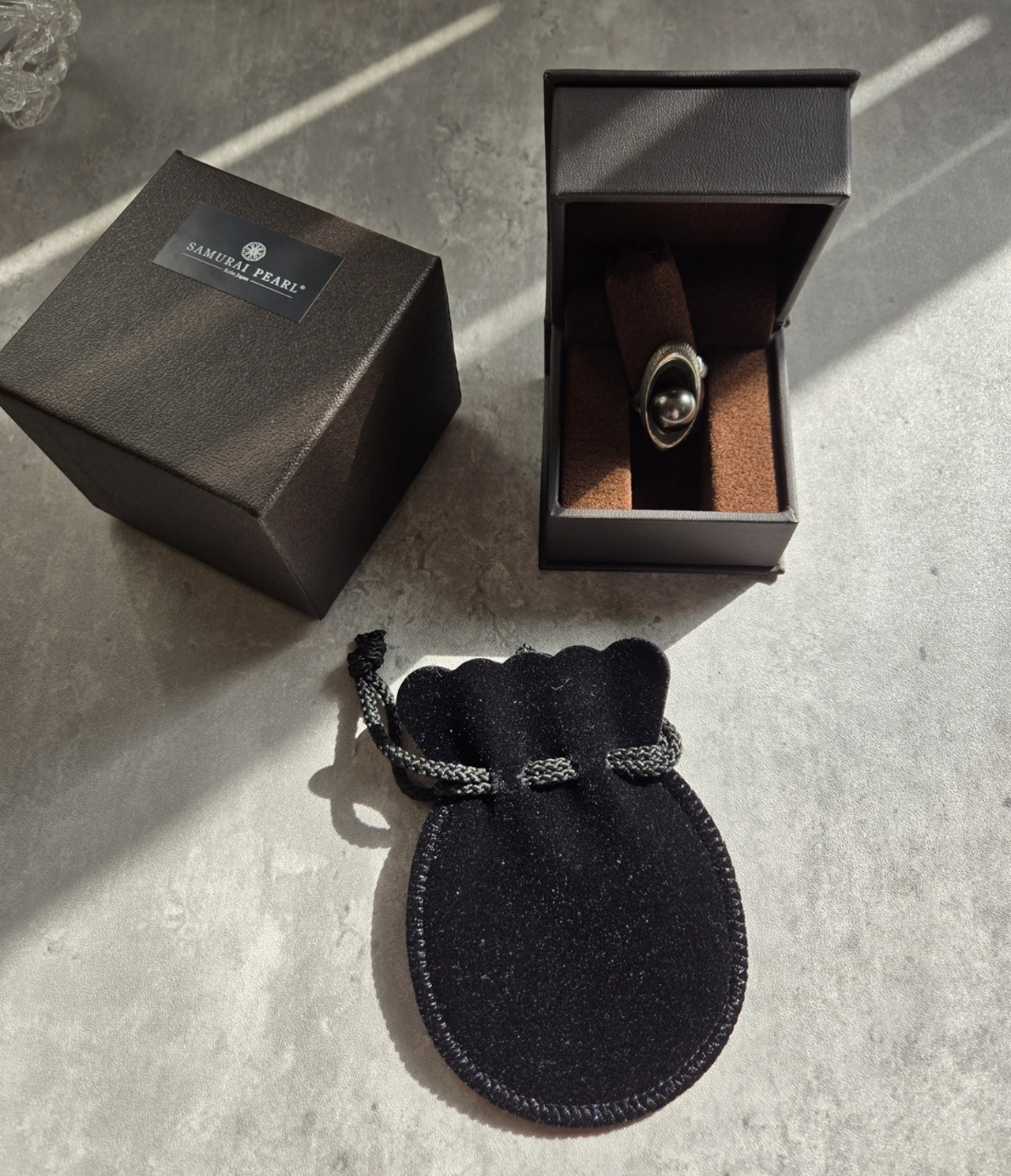 [BRISTOL] 黒蝶真珠シルバーリング オーバル