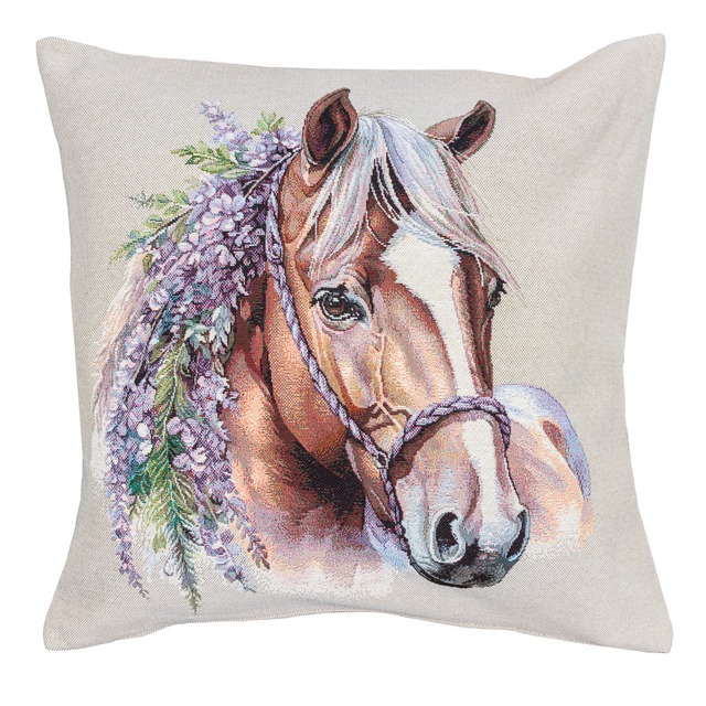 タペストリークッションカバー 45х45cm ウクライナ製　ホース　フラワー