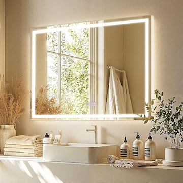 AONELAS BuLife 28 x 20インチ 楕円形 バックライト LED バスルームミラー 曇り止め 3色 ライト 調光可能 サンワダイレクト本店 サンワサプライ【オフィス・PC周辺通販】