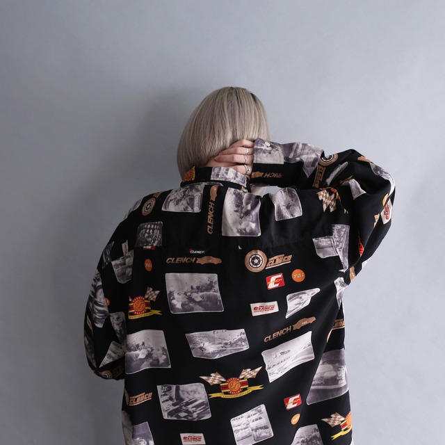 black base racing pattern big shirt