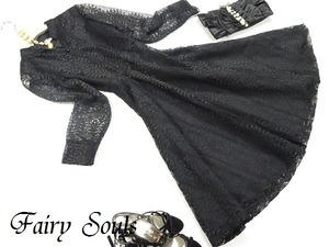 ★送料無料★細身15号(2XL)☆総レ－ス立て襟前ボタンのワンピ－ス(OPN5665)