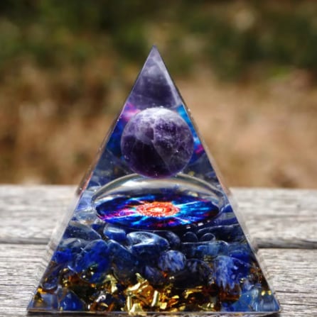 不安解消・精神安定】オルゴナイト ブルークォーツ＋アメジスト球