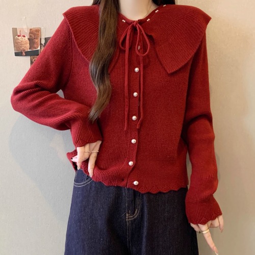 3色／ビッグカラーリボンリブニットトップス ・73130