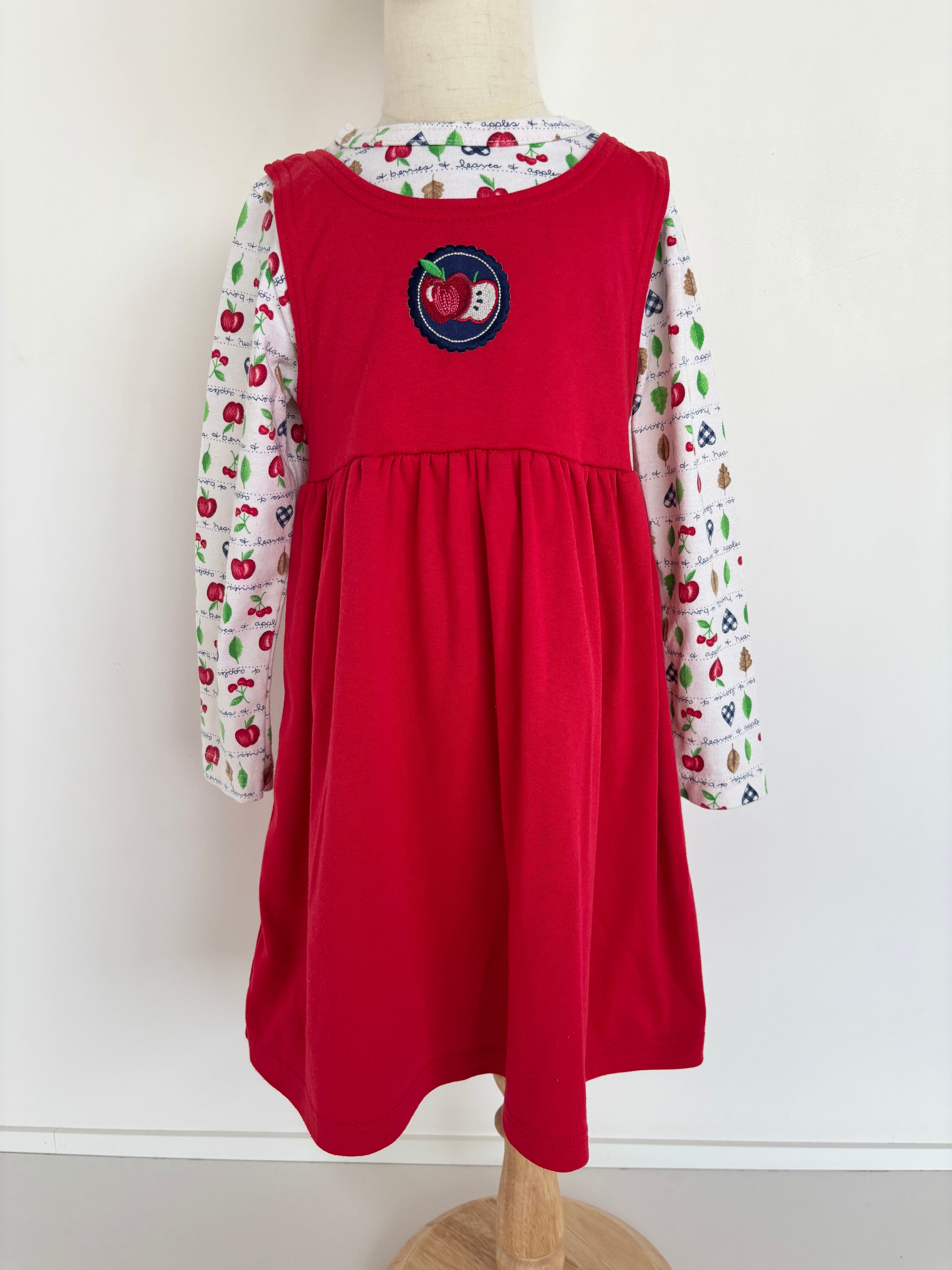 【4-5T相当・vintage 】USA製 Healthtexりんごワンピース