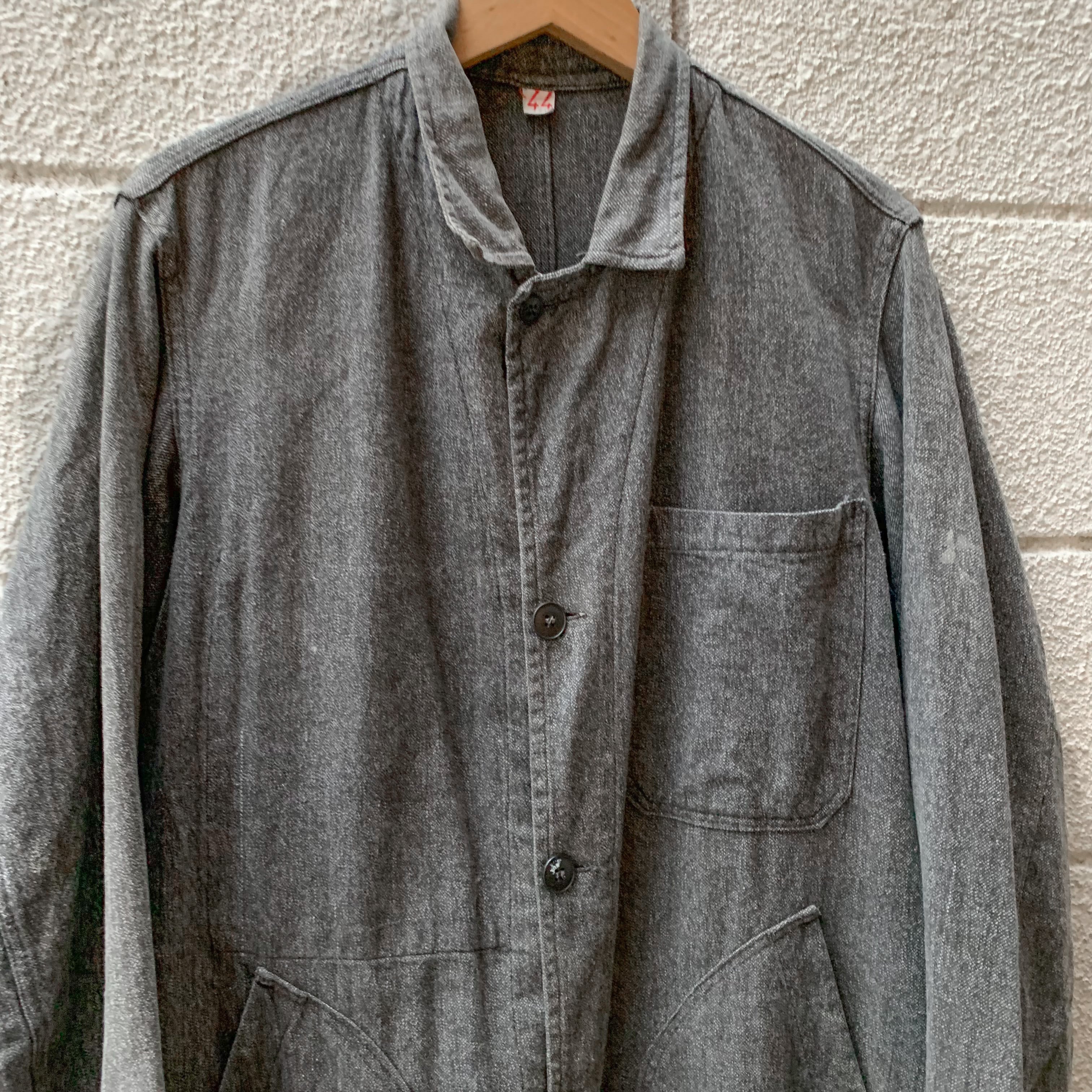 French Vintage Black Chambray Atelier Coat / フレンチワーク ブラックシャンブレー アトリエコート  ショップコート ヴィンテージ 古着