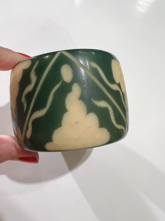 Vintage green Ivory horn bangle