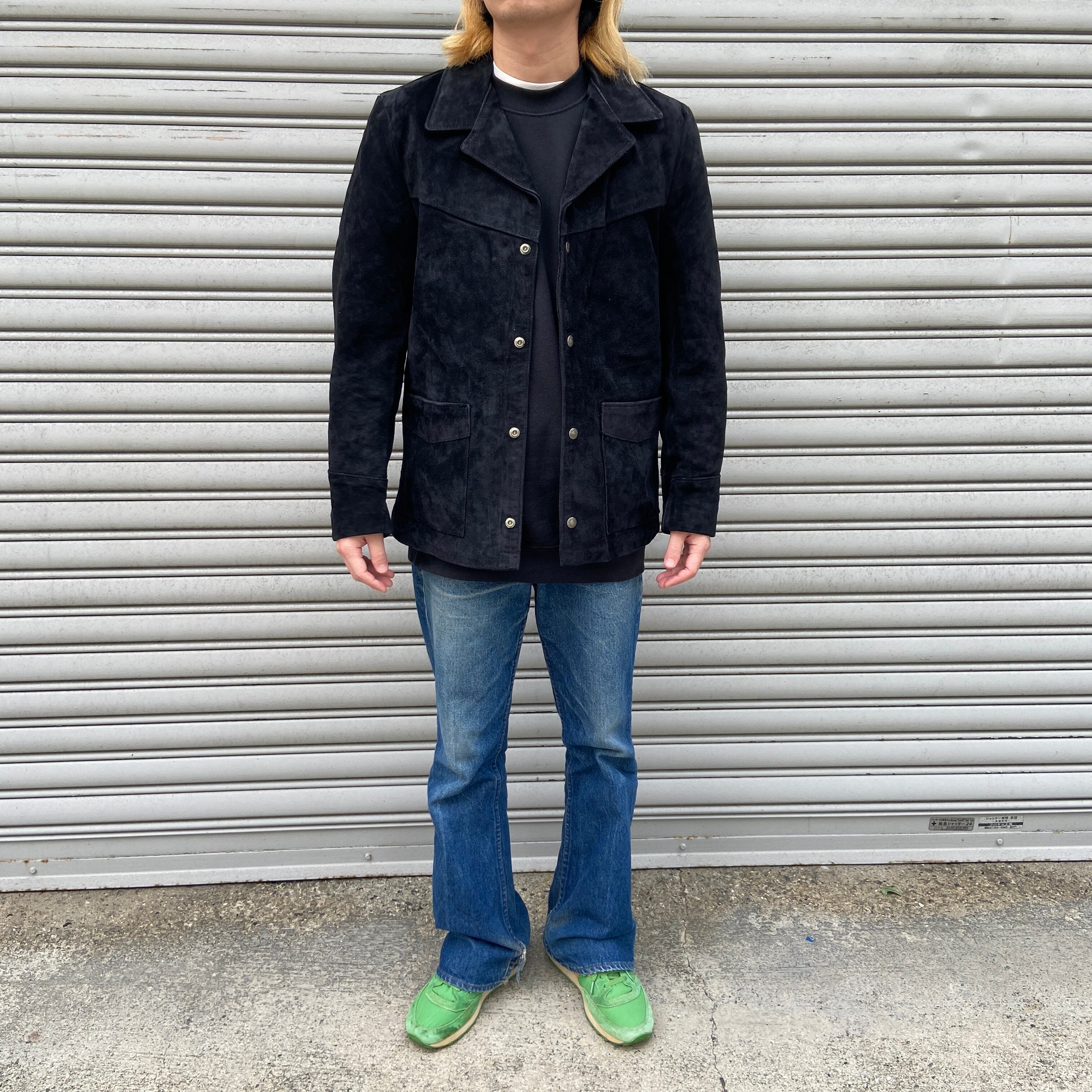 送料無料』Schott スエードレザージャケット 黒 38 ハーフコート 