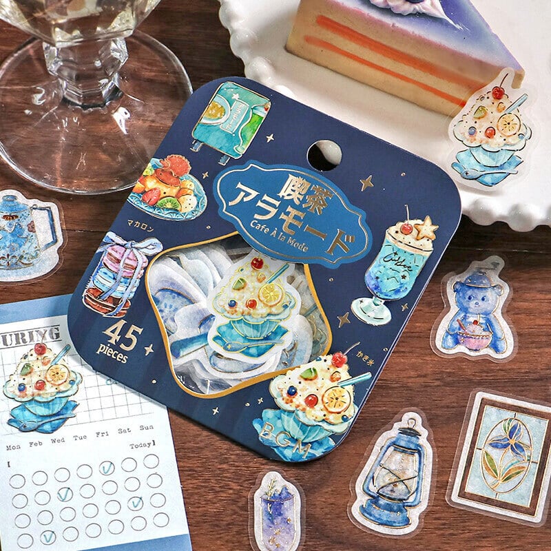 BGM フレークシール 喫茶アラモード・青 | 文具雑貨 RAIN DROPS BASE店