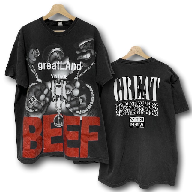 greatLAnd VINTAGE POPEYE BEEF TEE BLACK LARGE