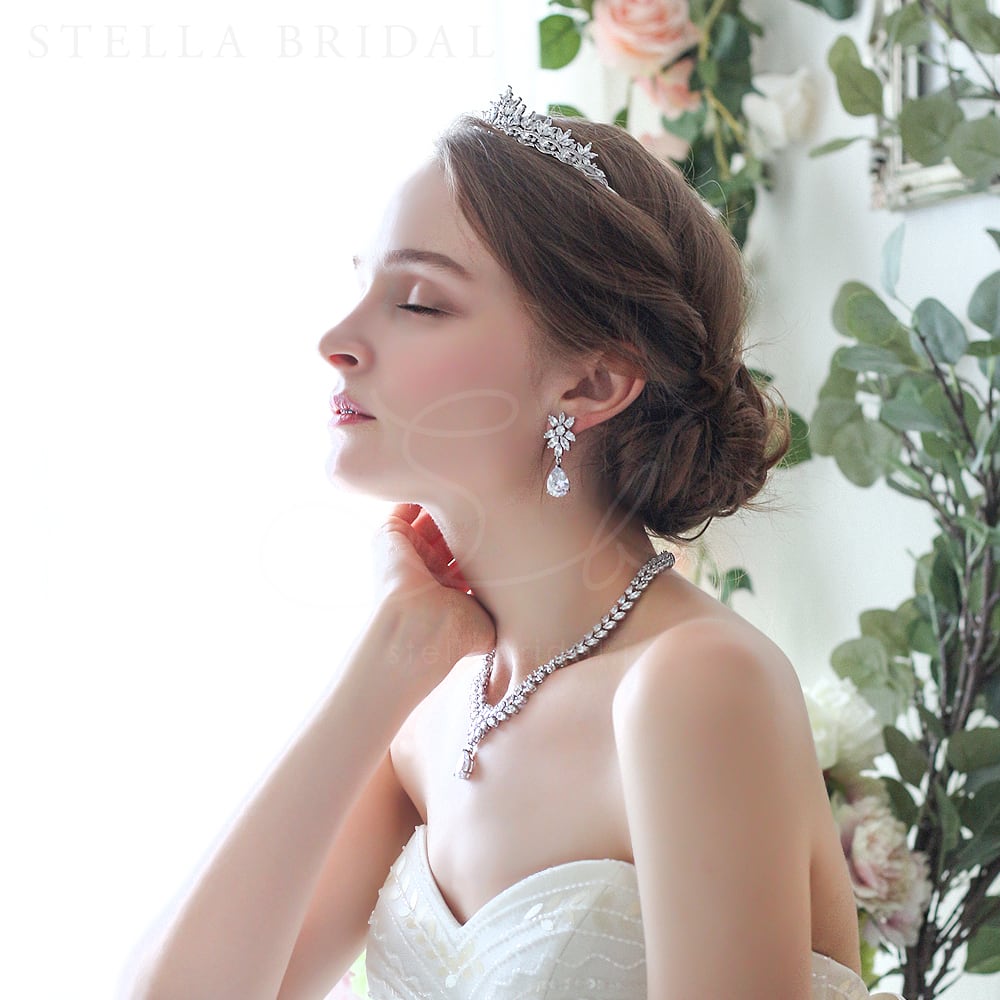 美品】ステラブライダル ティアラ ネックレス ピアス STELLABRIDAL-