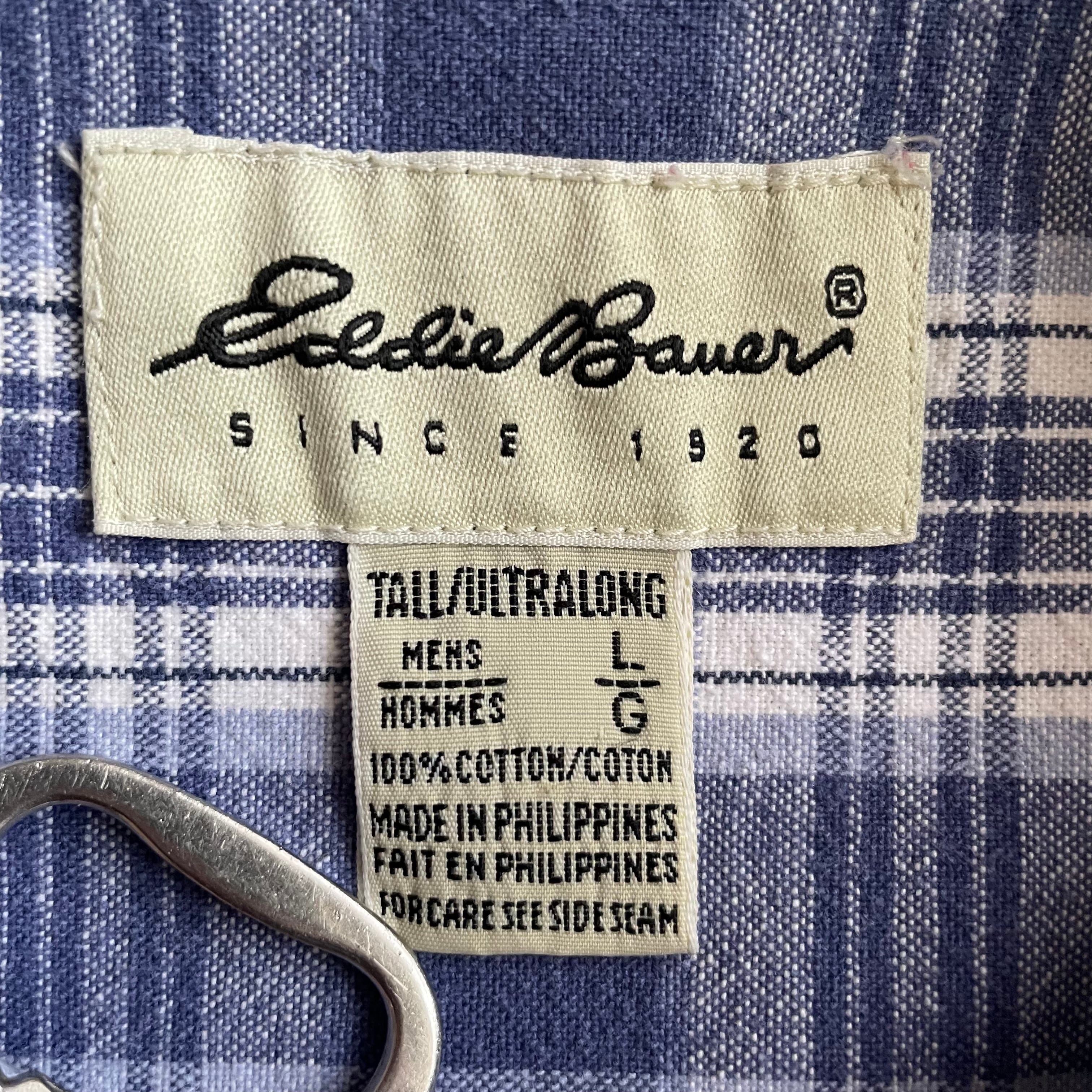 90s Eddie Bauer L/S cotton check B.D shirt | 0 0 2