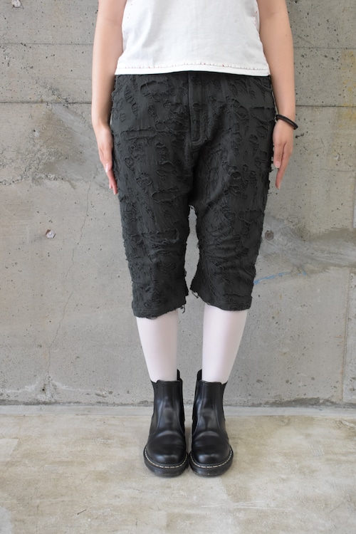 Jacquard distressed sarouel pants