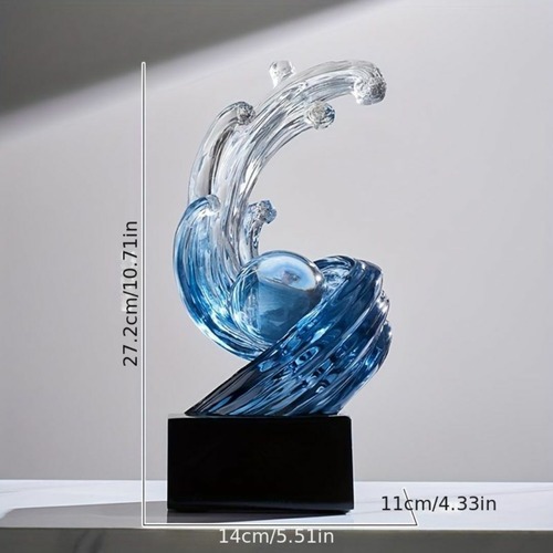 波 クリアオブジェ 波 置物 彫刻 樹脂装飾 アート 樹脂彫刻