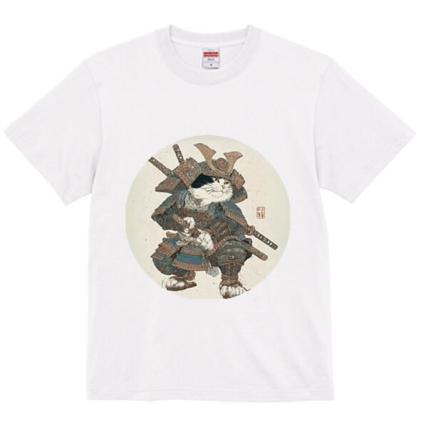 最強の猫武将 アート Tシャツ / The Strongest Cat Warrior Japanese Art Apparel