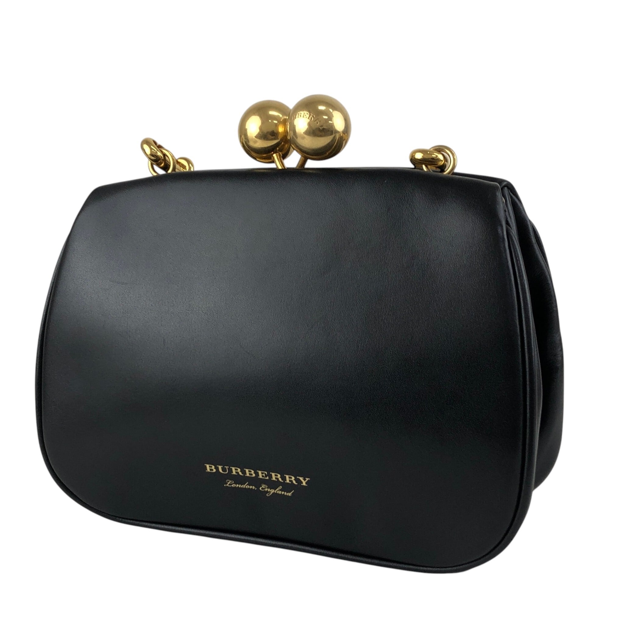 BURBERRY バーバリー ショルダーバッグ ブラック がま口 レザー ミニ