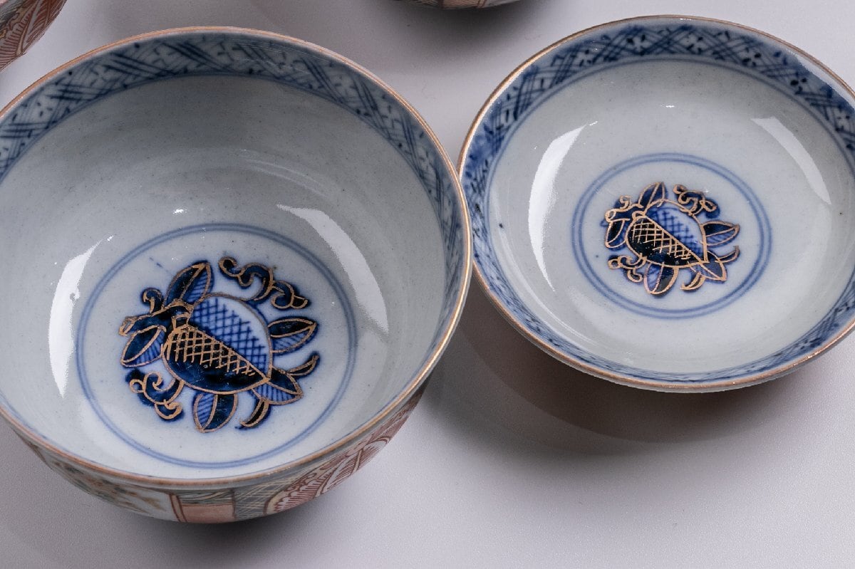 古伊万里 染付 蓋茶碗等 直径9.3cm か4-0810④ 好 