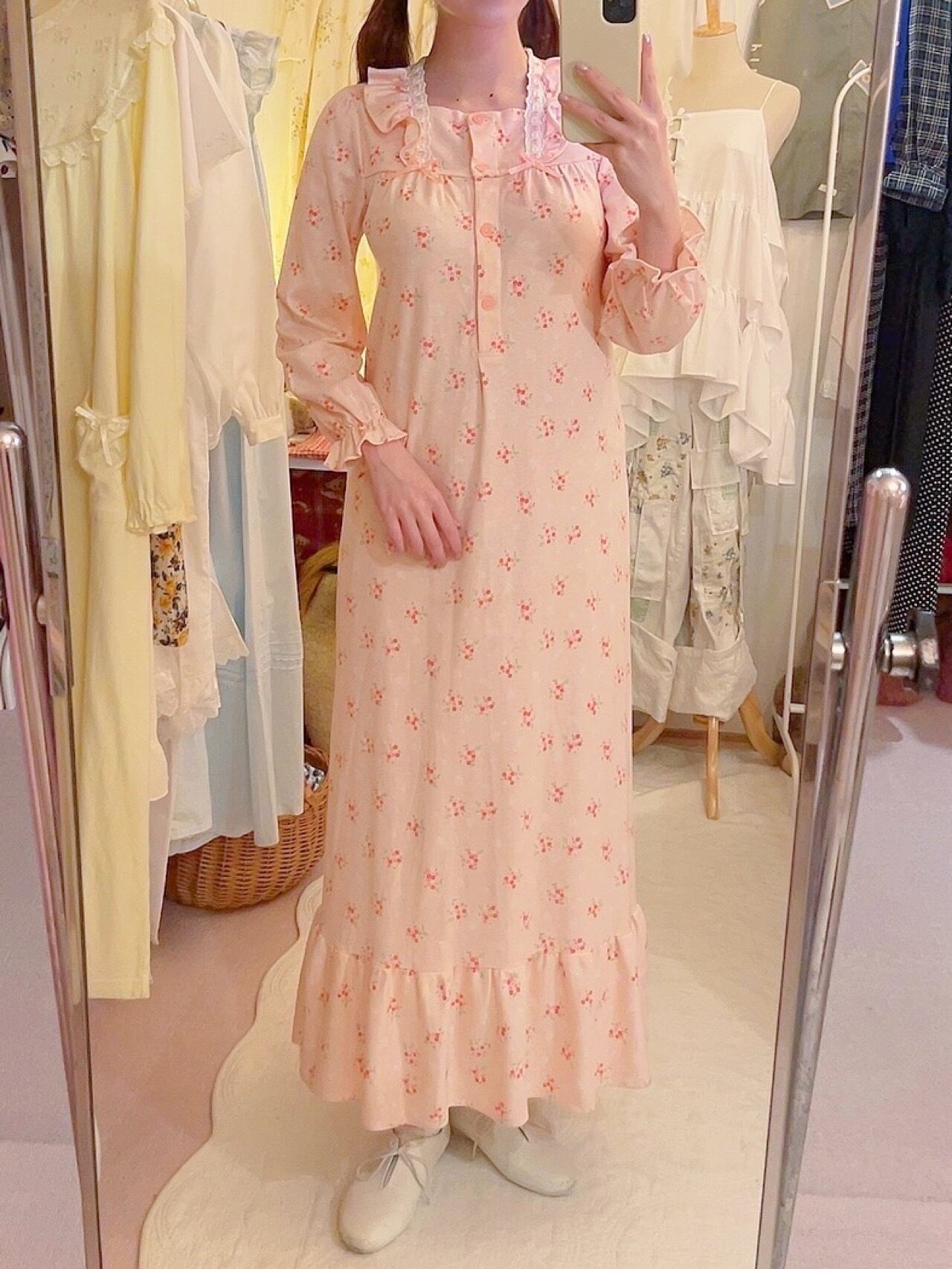 pink flower ribbon neglige one-piece